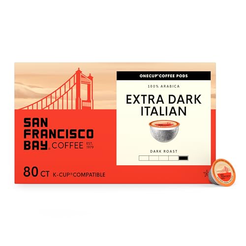 San Francisco Bay Compostable Coffee Pods - Extra Dark Italian (80 Ct) K Cup Compatible including Keurig 2.0, Dark Roast