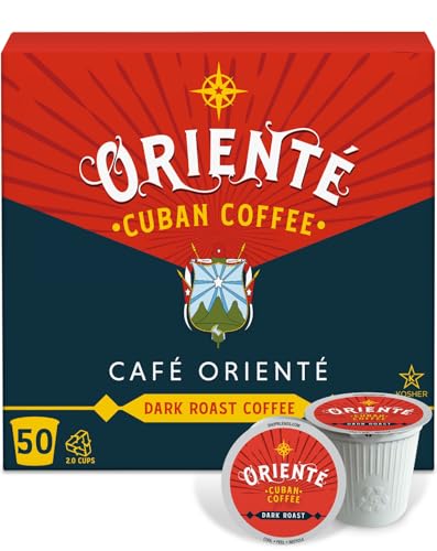 Oriente Dark Roast Coffee Pods, 50 ct, Cuban Inspired Coffee in Recyclable Single Serve Pods - 100% Arabica Coffee, Compatible with Keurig K Cups Maker