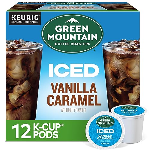 Green Mountain Coffee Roasters ICED Vanilla Caramel, Single Serve Keurig K-Cup Pods, Flavored Iced Coffee, 12 Count(Pack of 6)