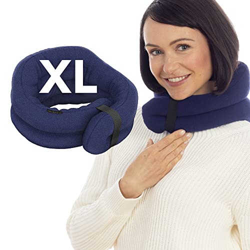 SunnyBay XL Microwave Heating Pad, Microwavable Heated Neck and Shoulder Wrap, Hands-Free Weighted Moist Hot or Cool Pack, Soft Fleece Cover and Flaxseed Filling, 30 Inch Extra-Long Length, Navy