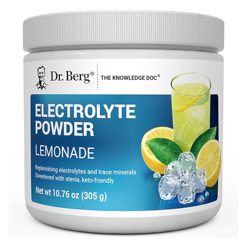 Dr. Berg Zero Sugar Hydration Keto Electrolyte Powder - Enhanced w/ 1000 mg of Potassium & Real Pink Himalayan Salt (NOT Table Salt) - Lemonade Flavor Hydration Drink Mix Supplement - 50 Servings