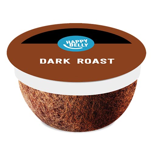 Amazon Brand - Happy Belly Dark Roast Compostable Coffee Pods, Compatible with K-Cup Brewer, 96 Count