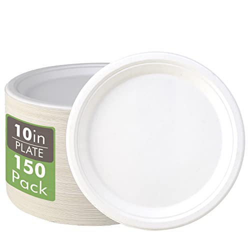 Vplus 10.25" Compostable Paper Plates (White)