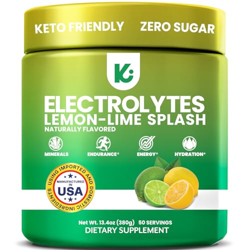 Keppi Electrolytes Powder  Lemon Lime Flavor 50 Servings  No Sugar Hydration Supplement with Potassium, Magnesium, Sodium  Keto, Vegan, Fasting-Friendly, Zero Calorie Electrolyte Drink