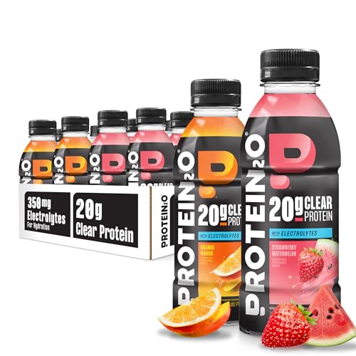 Protein2o Hydration Drink - 2-in-1 Liquid Clear Whey Protein Isolate and Electrolyte Drink - 20g Protein, Vitamins B5, B6 - Post-Workout Recovery - 16.9 Fl Oz - 12 Count Variety Pack