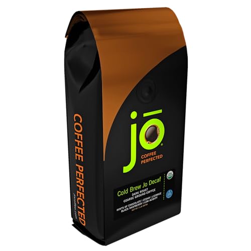 COLD BREW JO DECAF: 2 lb. Coarse Ground USDA Organic Decaf Coffee, Dark French Roast, Swiss Water Process, Soft Velvety Texture, Low Acidity, Fair Trade Certified, Gluten Free, Non-GMO, Chemical Free