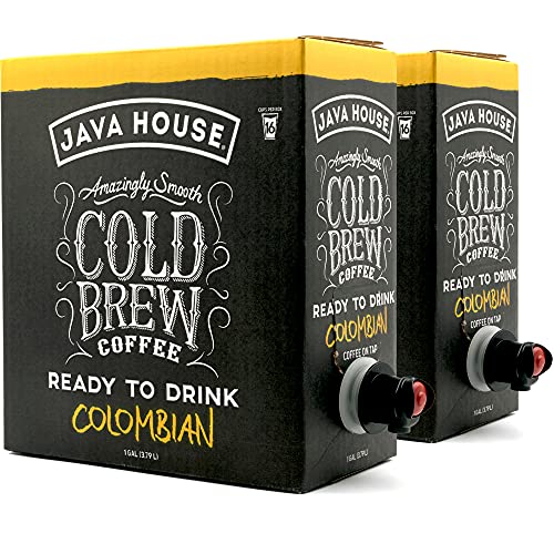 Java House Cold Brew Coffee on Tap (Pack of 2)  Premium 100% Arabica Medium Roast  Smooth Colombian Flavor with Chocolate & Caramel Notes  1 Gallon Box (16 Servings)  Ready to Drink, Fridge-Friendly