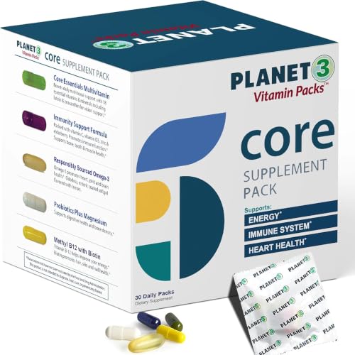 Daily Vitamin Packs for Men & Women  Immune Support with Elderberry, Vitamin C, Zinc & D3  Multivitamin with Omega-3 for Heart Health, Probiotics, Methyl B12, Biotin, Lutein & Zeaxanthin  Planet 3