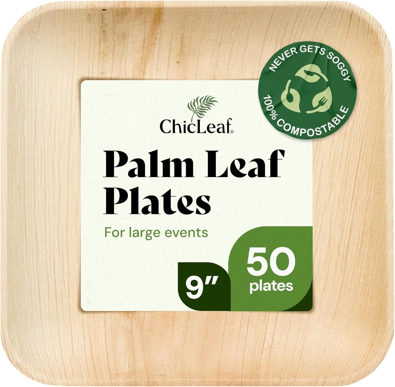 Chic Leaf Palm Leaf Plates (50)