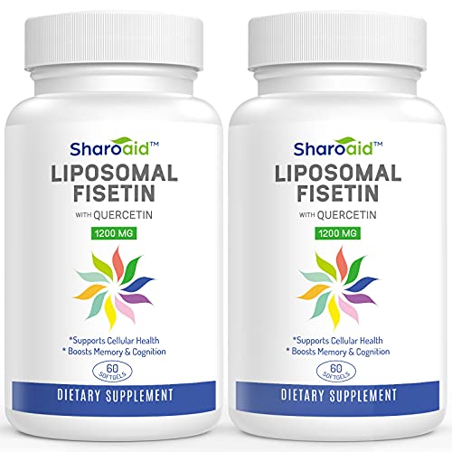 Liposomal Fisetin with Quercetin Supplements 1200 mg per Serving,High Absorption Polyphenols Antioxidants for Women,Men,Non-GMO,Gluten-Free,2 Bottle-120 Softgels