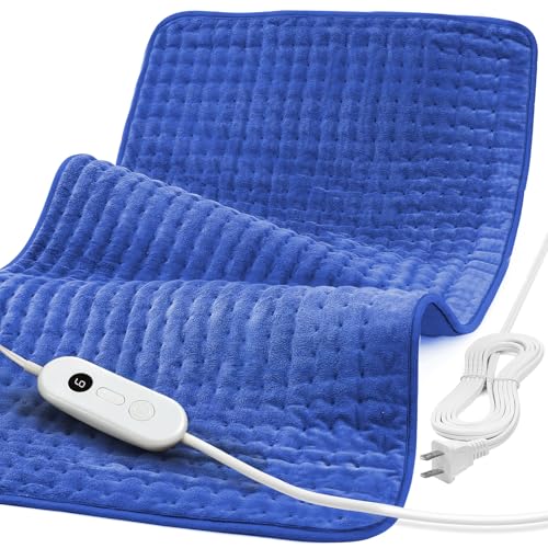 Heating Pad for Back Pain Relief, 33'' x 17'' XXXL Electric Heating Pad for Neck and Shoulder Cramps with 6 InstaHeat Settings, Auto Off, Moist Dry Heat Therapy, Machine Washable