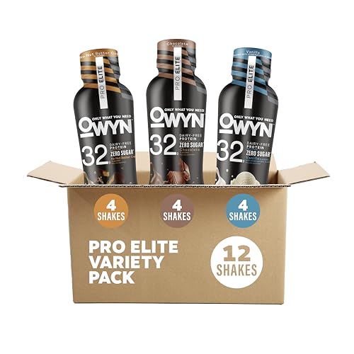 OWYN Only What You Need Pro Elite Vegan High Protein Keto Shake, 32g Protein, 9 Amino Acids, Omega-3, Prebiotics, Workout and Recovery, 0g Net Carbs, Zero Sugar (Variety, 12 Fl Oz (Pack of 12))