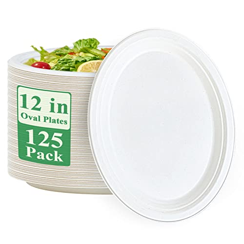 Vplus 100% Compostable Oval Paper Plates (125)