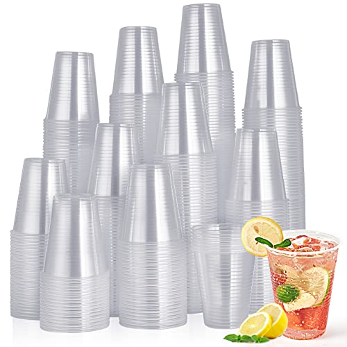 Turbo Bee 420 Pack 16oz Clear Disposable Plastic Cups,Cold/Hot Drinking Cups,Transparent Plastic Party Container for Water, Iced Cold Coffee, Juice, Soda