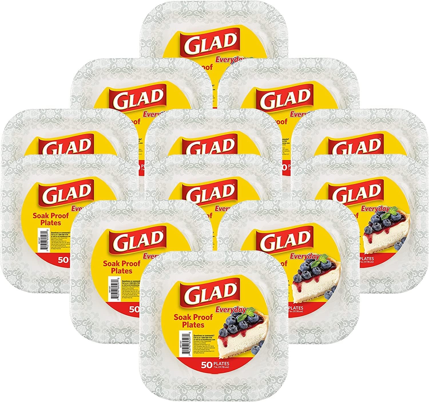 Glad Square Disposable Paper Plates (Grey 7")