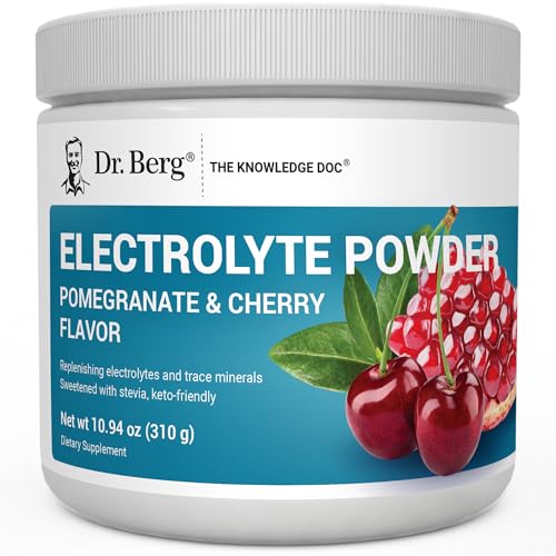 Dr. Berg Zero Sugar Hydration Keto Electrolyte Powder - Enhanced w/ 1000 mg of Potassium & Real Pink Himalayan Salt - Pomegranate and Cherry Hydration Drink Supplement - 50 Servings