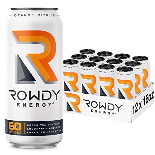 Rowdy Energy Drink, Strawberry Lemonade, Sugar-Free, 16 Fl Oz - Natural Caffeine, Electrolytes | Hydration, Workout Performance, Focus, Recovery | B Vitamins and Keto-Friendly (12 Pack)