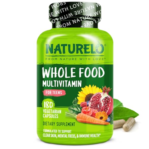 NATURELO Teen Multivitamin - Whole Food Multivitamin - with Minerals for Teenage Boys & Girls - Supplement for Active Kids - Non-GMO - Vegan & Vegetarian - 180 Capsules