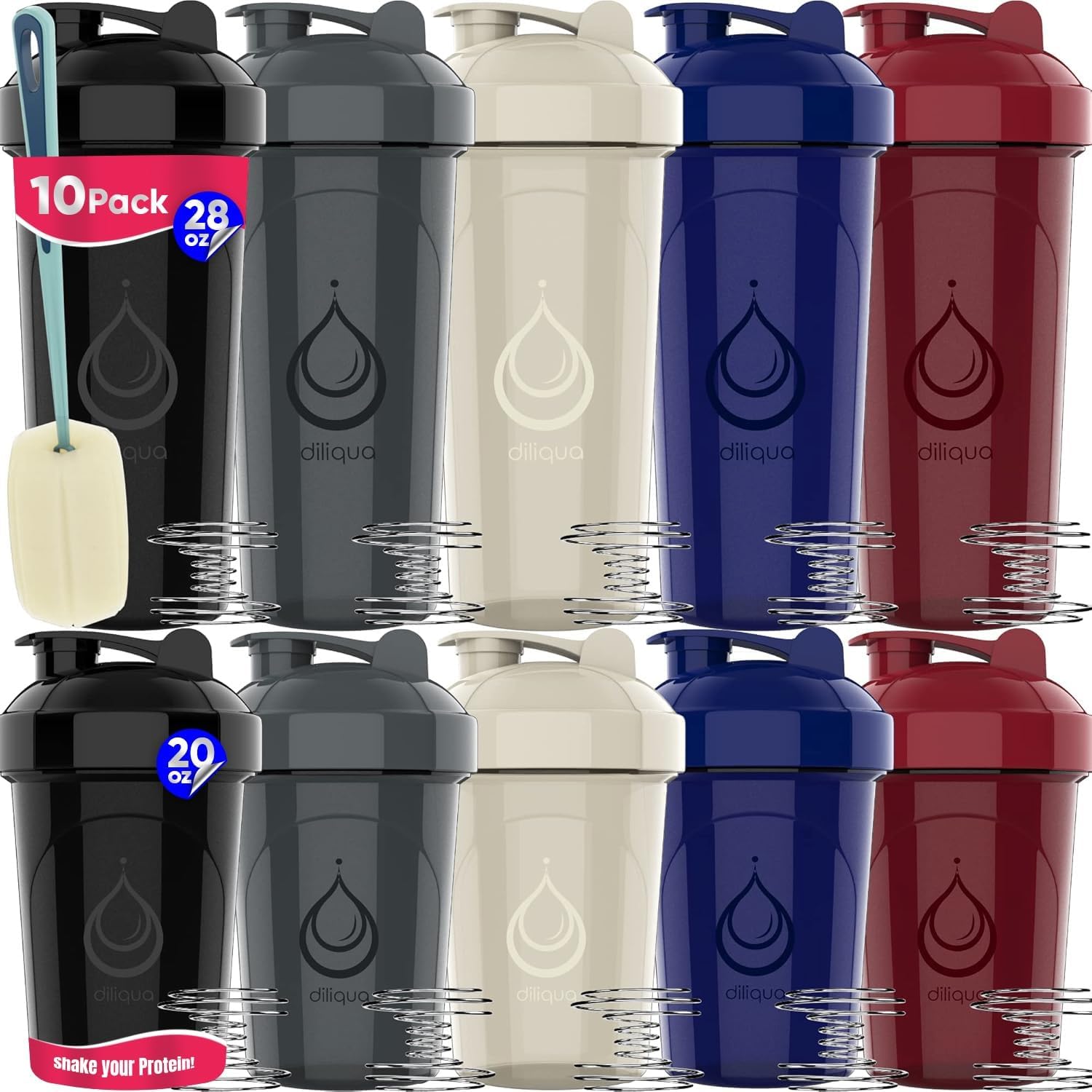 Shaker Bottles 10 Pack (20 & 28 oz)