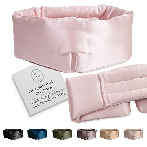 SUNDAYSILKSTM | Adjustable Silk Sleep Mask for Side Sleeper | Cloud-Like Comfort, Weighted for Deep Sleep | Soft Sleep Face Mask for Women & Men, Full Blackout, Cooling Silk Eye Mask for Sleeping