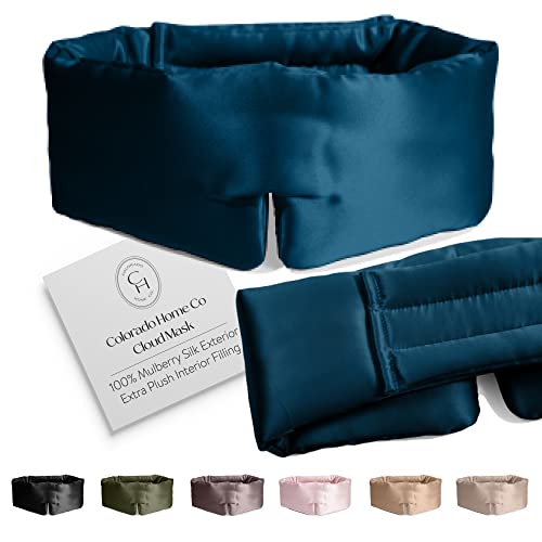 SUNDAYSILKSTM | Adjustable Silk Sleep Mask for Side Sleeper | Cloud-Like Comfort, Weighted for Deep Sleep | Soft Sleep Face Mask for Women & Men, Full Blackout, Cooling Silk Eye Mask for Sleeping