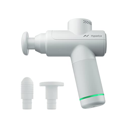 Hyperice Hypervolt Go 2 - Arctic Grey - Featuring Quiet Glide Technology - Handheld Percussion Massage Gun - 3 Speeds, 2 Interchangeable Heads - Helps Relieve Sore Muscles and Stiffness - FSA and HSA