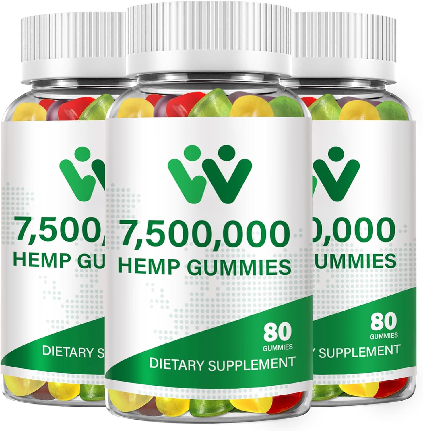 3 Packs Organic Hemp Gummies 7,500,000 High Strength - High Potency Hemp Oil Infused Gummis - Natural Hemp Candy Supplements - 240 Gummis