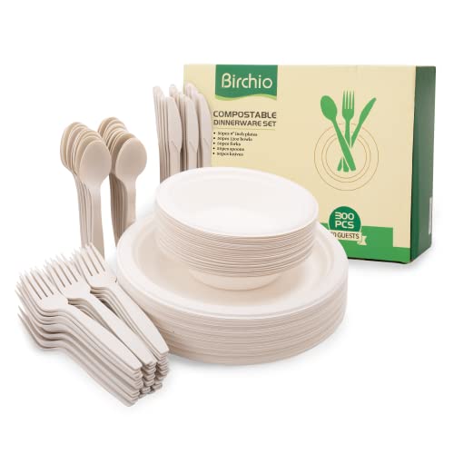 250 Piece Biodegradable Paper Plates Set