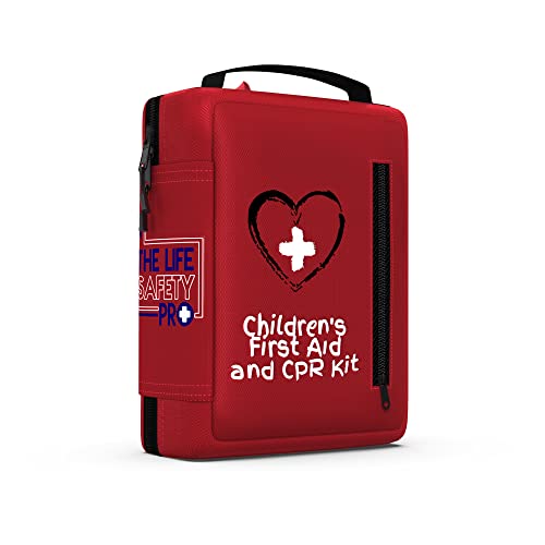 Portable First Aid Kit for Kids with CPR Shield - Ideal for Home, Car, School, Camping, and as a Travel First aid kit. Latex-Free Bandages  Children First Aid Guide by The Life Safety Pro