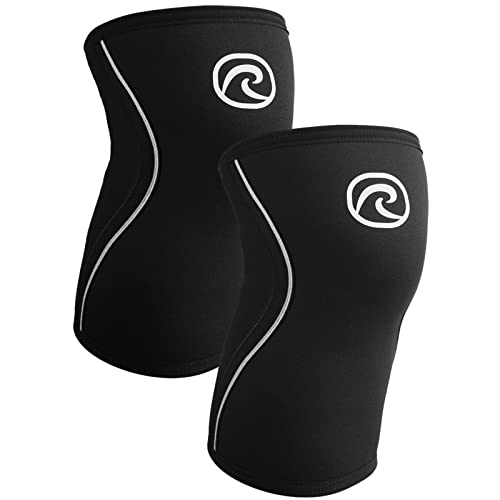 Rehband Knee Sleeve 3mm Neoprene, Lightweight Knee Brace for Endurance and Ball Sports, Unisex Compression Starter Knee-Sleeves, Breathable Running Knee Support, Colour:Black - 1 Pair, Size:Medium