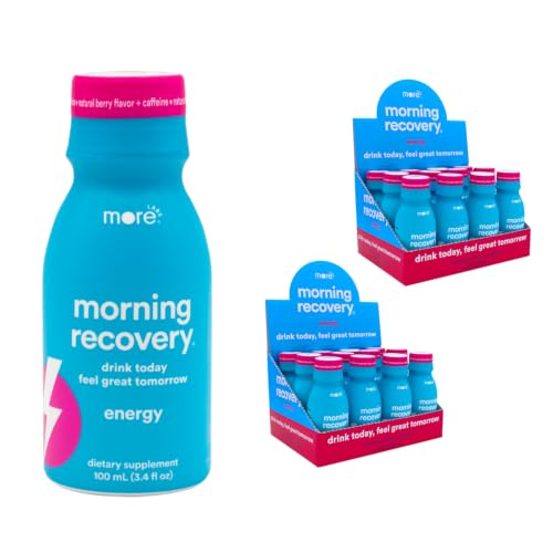 Morning Recovery, Electrolyte with Energy, Milk Thistle Drink Proprietary Formulation to Hydrate While Drinking for Morning Recovery, Highly Soluble Liquid DHM, Berry, Pack of 24