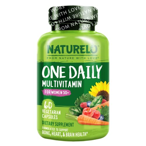 NATURELO One Daily Multivitamin for Women 50+ (Iron Free) - Menopause Support for Women Over 50 - Whole Food Supplement - Non-GMO - No Soy - 60 Capsules | 2 Month Supply