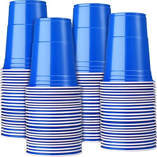 200 Pack Plastic Cups Bulk for Wedding Halloween Fall Party 16 oz Disposable Cups Stackable Plastic Beverage Drinking Tumblers for Birthday Bachelor Baby Shower Christmas Picnics Party(Blue)