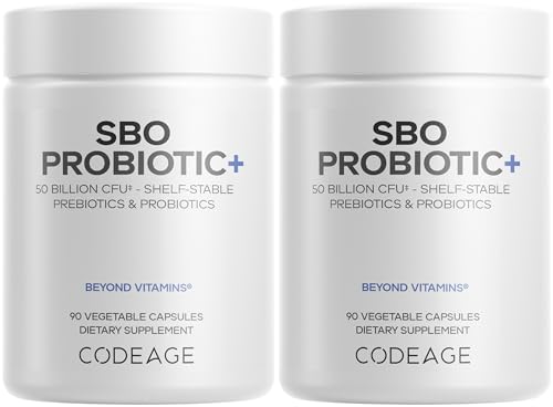 Codeage SBO Probiotics, 50 Billion CFUs Per Serving, Multi Strain Soil Based Organisms Blend and Organic Fermented Botanical Blend, Shelf-Stable - 2 Pack