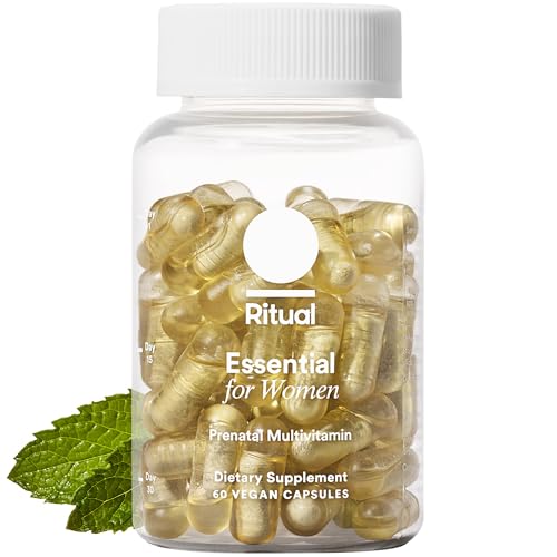 Ritual Essential for Women Prenatal Multivitamin: Folate & Choline for Neural Tube Support, Omega-3 DHA for Fetal Brain Development, Iron, Calcium-Helper D3 & K2, Non-GMO, Vegan, Mint, 30 Days