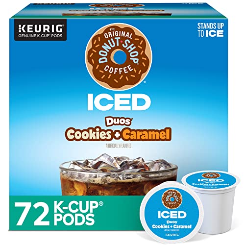 The Original Donut Shop ICED Duos Cookies + Caramel Coffee, Keurig Single Serve K-Cup Pods, 72 Count