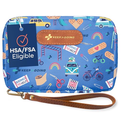 KeepGoing Travel First Aid Kit for Kids  130 Pc. for Car, Home, Purse, Diaper Bag & Backpack with Latex-Free Bandages - Mini First Aid Kit Travel Size TSA-Approved