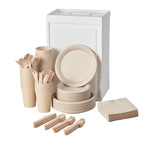 FULING 350Pcs Biodegradable Dinnerware Set