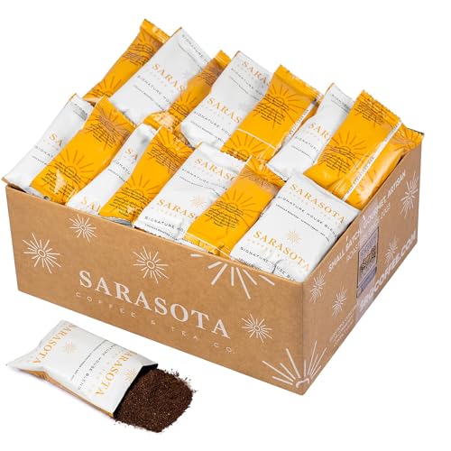 Sarasota Coffee Ground Packets | Gourmet Medium Roast Bulk Coffee Packs | Breakfast Blend | Low Acid Mold Free Singles Individual Pouches for 12 Cups Maker | 1.5 Ounce Bags, 42 Count