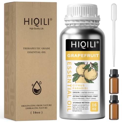 HIQILI 16 Fl Oz Grapefruit Essential Oil, for Diffuser, Skin Care, 100% Pure and Natural