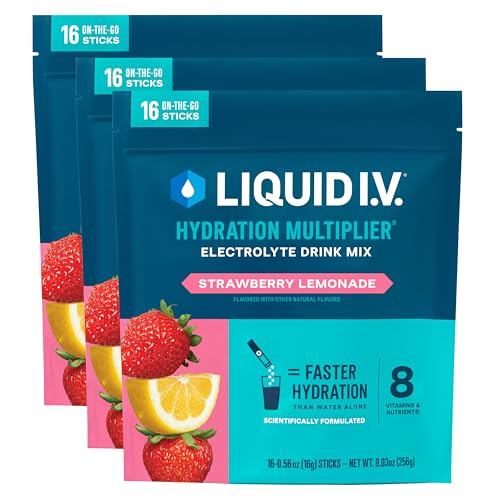Liquid I.V. Hydration Multiplier - Strawberry Lemonade | Electrolyte Powder Drink Mix | 3 Pack (48 Servings)