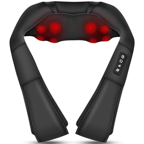 Shiatsu Neck and Back Massager with Heat, Electric Deep Tissue 4D Kneading Massage Pillow for Shoulder, Leg, Body Muscle Pain Relief - Best Gifts for Women Men Mom Dad
