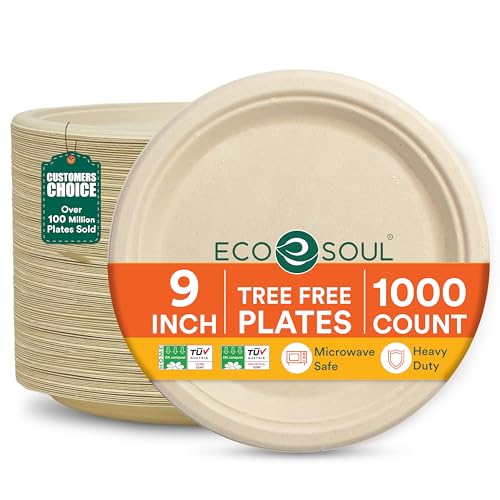 ECO SOUL 9" Compostable Paper Plates (1000)