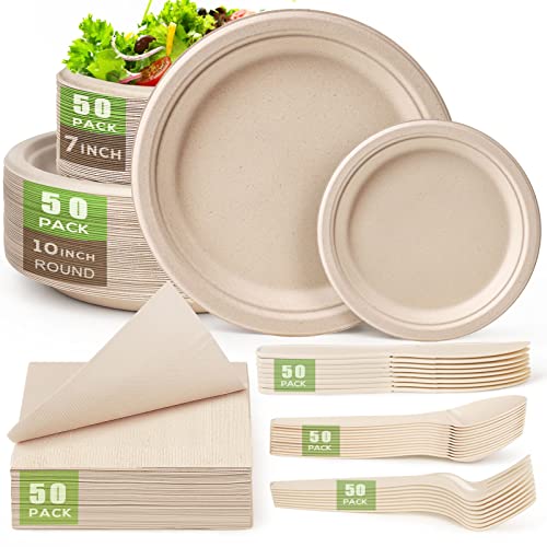 Gezond Compostable Paper Plates Set (300 pcs)
