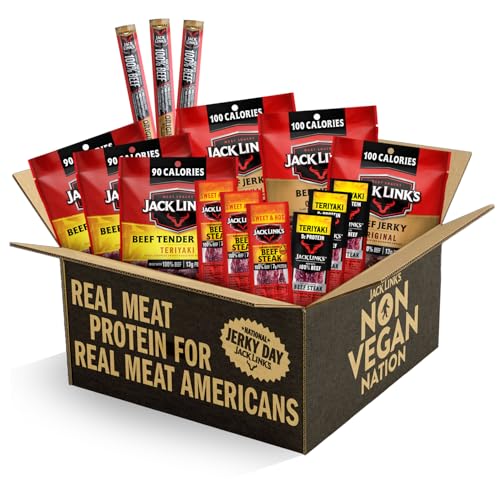 Jack Link's Beef Jerky Gift Basket Variety Pack - Includes Jerky, Meat Sticks, and Beef Steaks, Great Gift for Men, Perfect Hunting Trip Snacks, 15-Piece Assorted Meat Snack Pack