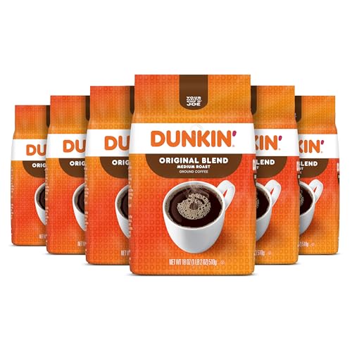 Dunkin' Original Blend Medium Roast Ground Coffee, 18 Ounce (Pack of 6)