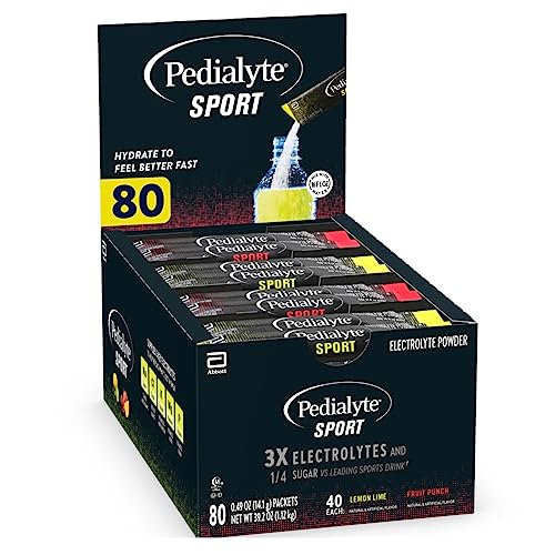 Pedialyte Sport Electrolyte Powder Packets Hydration Station, Variety Pack, 80 count