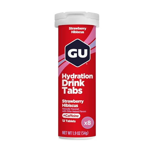 GU Energy Hydration Electrolyte Drink Tablets, Enhanced Endurance Sports Drink for Running, Cycling, Triathlon, 96 Servings, Strawberry Hibiscus