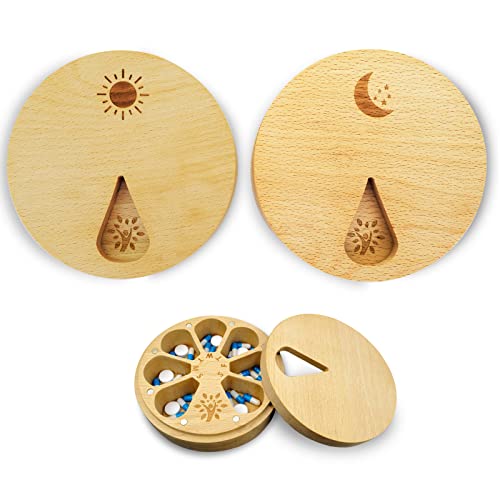 AM&PM Wood Weekly Pill Organizer