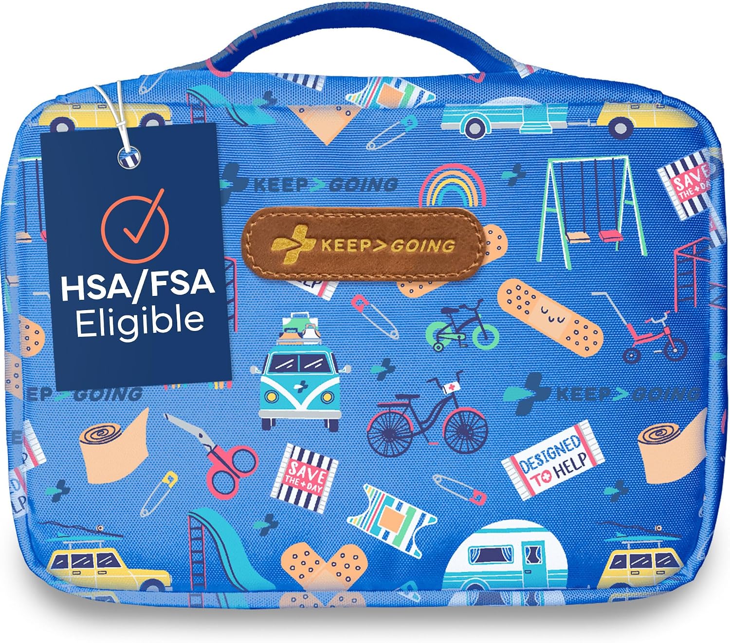 KeepGoing Large Home First Aid Kit for Kids  270 Pc. for Car, Home, Dorm, & Boat with Latex-Free Bandages  10 x 7 x 3.5 in. Travel First Aid Kit (Signature)